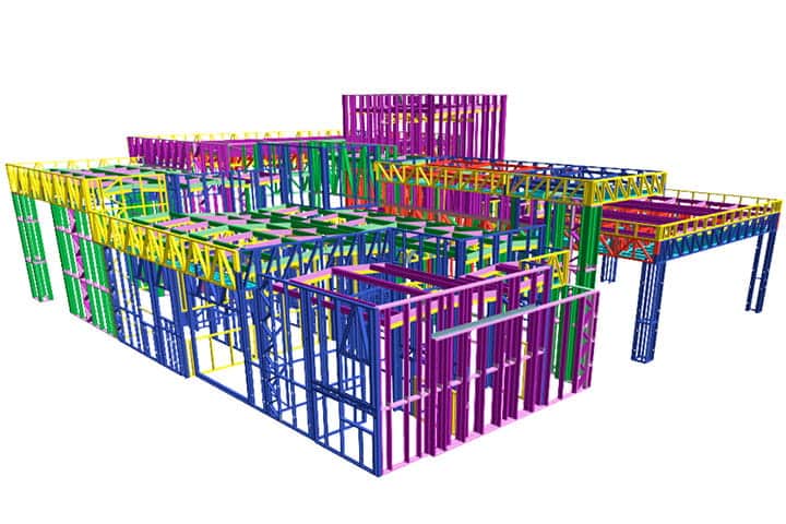 projeto BIM de construção em steel frame com layers