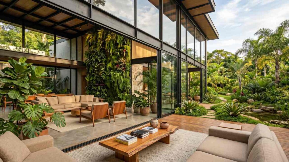 Casa em Steel Framing integrada à natureza com grandes aberturas e iluminação natural
