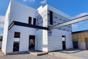 chada em construção utilizando estrutura de aço galvanizado e sistema EIFS