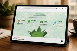 Painel do Sustentômetro Smart com indicadores de sustentabilidade relacionados às construções em Steel Framing.