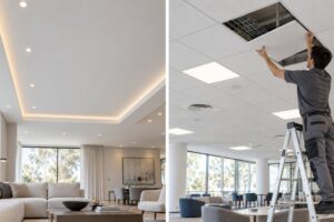 Comparação entre forro de drywall e forro modular para diferentes necessidades de projeto